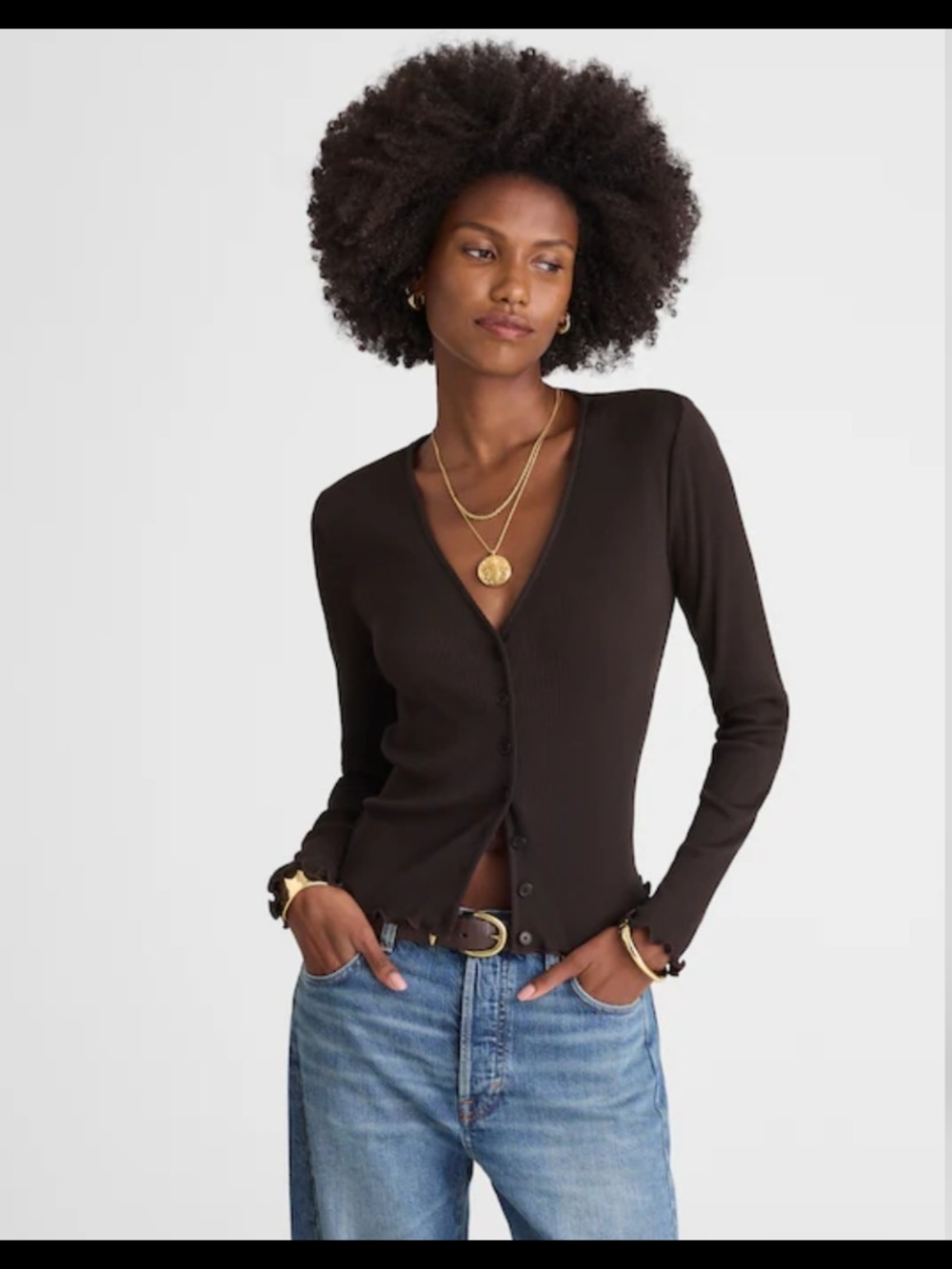 Madewell Lettuce Hem V-Neck Cardigan